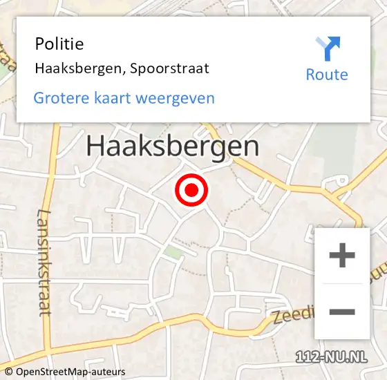 Locatie op kaart van de 112 melding: Politie Haaksbergen, Spoorstraat op 2 juni 2021 15:33