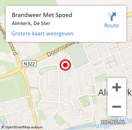 Locatie op kaart van de 112 melding: Brandweer Met Spoed Naar Almkerk, De Ster op 2 juni 2021 15:36