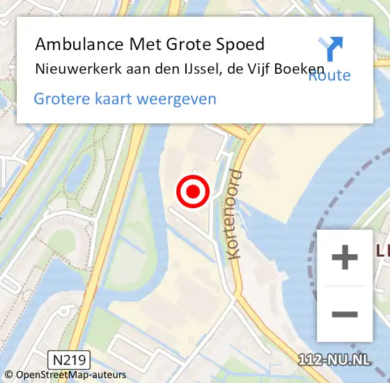 Locatie op kaart van de 112 melding: Ambulance Met Grote Spoed Naar Nieuwerkerk aan den IJssel, de Vijf Boeken op 2 juni 2021 15:53