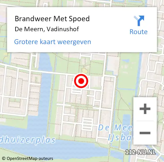 Locatie op kaart van de 112 melding: Brandweer Met Spoed Naar De Meern, Vadinushof op 2 juni 2021 15:56