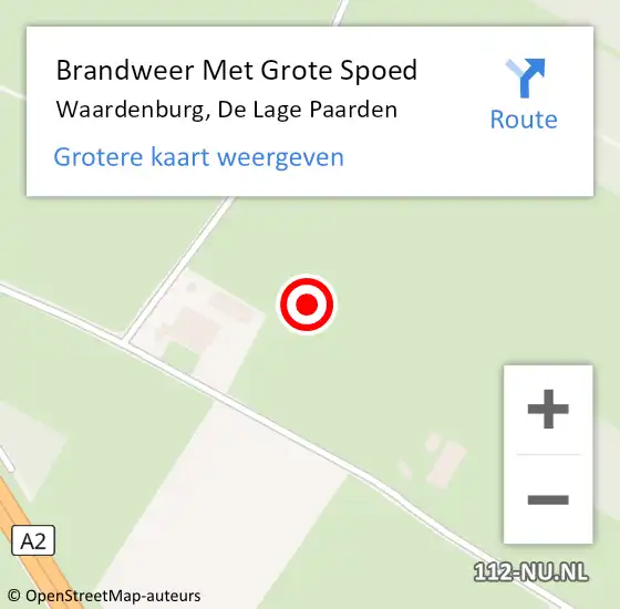 Locatie op kaart van de 112 melding: Brandweer Met Grote Spoed Naar Waardenburg, De Lage Paarden op 2 juni 2021 16:07