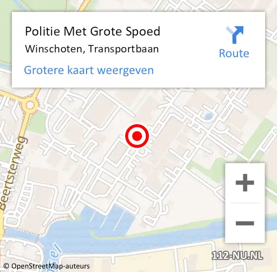 Locatie op kaart van de 112 melding: Politie Met Grote Spoed Naar Winschoten, Transportbaan op 2 juni 2021 16:41