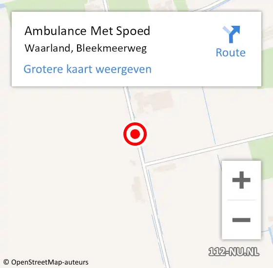 Locatie op kaart van de 112 melding: Ambulance Met Spoed Naar Waarland, Bleekmeerweg op 2 juni 2021 16:47