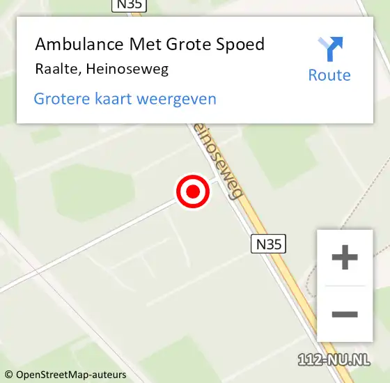 Locatie op kaart van de 112 melding: Ambulance Met Grote Spoed Naar Raalte, Heinoseweg op 2 juni 2021 16:48