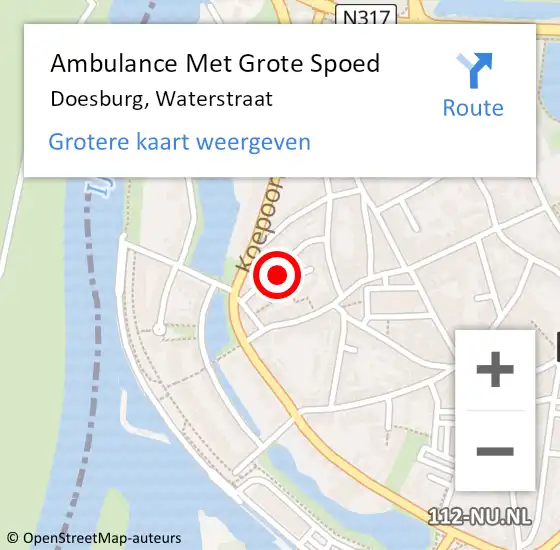 Locatie op kaart van de 112 melding: Ambulance Met Grote Spoed Naar Doesburg, Waterstraat op 2 juni 2021 16:50