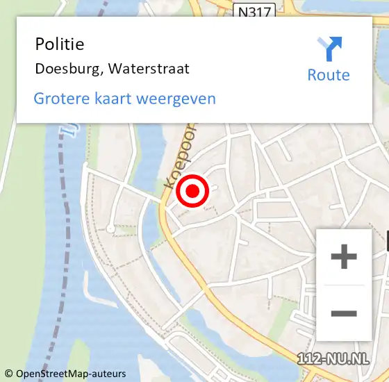 Locatie op kaart van de 112 melding: Politie Doesburg, Waterstraat op 2 juni 2021 16:57