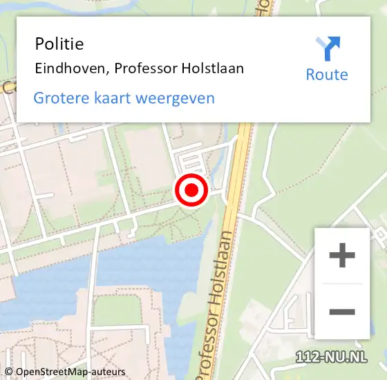 Locatie op kaart van de 112 melding: Politie Eindhoven, Professor Holstlaan op 2 juni 2021 17:22
