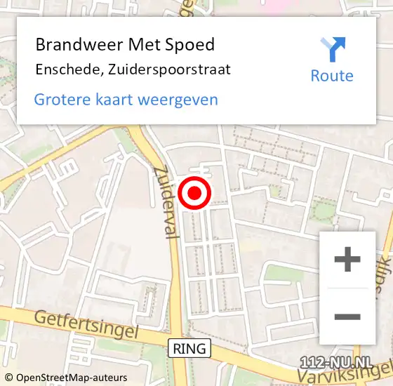 Locatie op kaart van de 112 melding: Brandweer Met Spoed Naar Enschede, Zuiderspoorstraat op 2 juni 2021 17:23