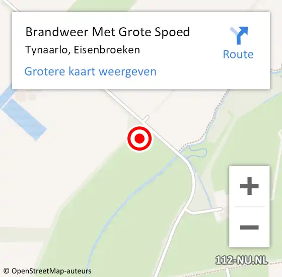 Locatie op kaart van de 112 melding: Brandweer Met Grote Spoed Naar Tynaarlo, Eisenbroeken op 2 juni 2021 17:59