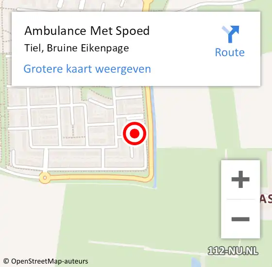 Locatie op kaart van de 112 melding: Ambulance Met Spoed Naar Tiel, Bruine Eikenpage op 2 juni 2021 18:17