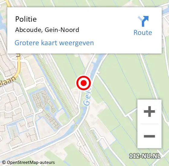 Locatie op kaart van de 112 melding: Politie Abcoude, Gein-Noord op 2 juni 2021 18:21