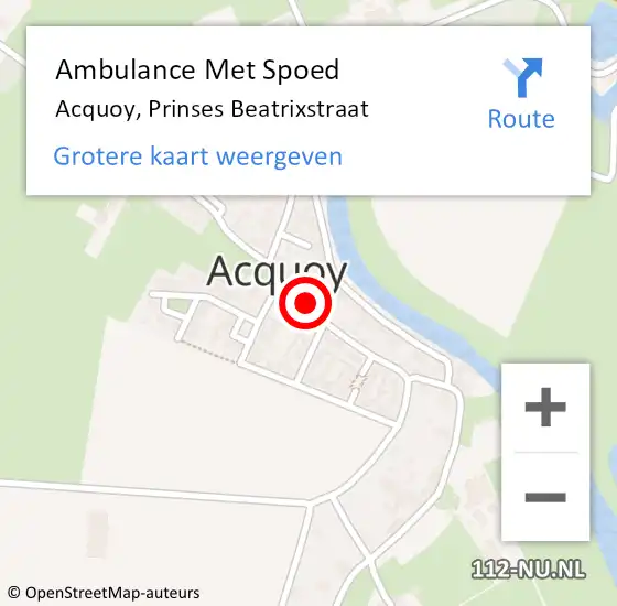 Locatie op kaart van de 112 melding: Ambulance Met Spoed Naar Acquoy, Prinses Beatrixstraat op 2 juni 2021 19:04