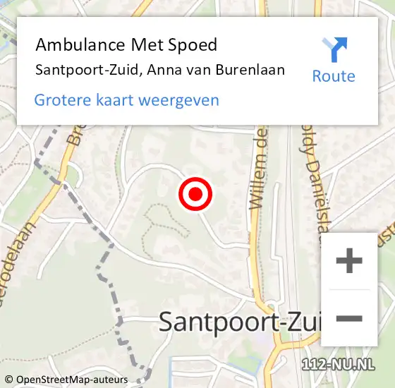 Locatie op kaart van de 112 melding: Ambulance Met Spoed Naar Santpoort-Zuid, Anna van Burenlaan op 2 juni 2021 19:20