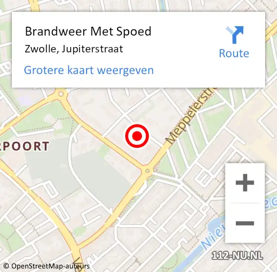 Locatie op kaart van de 112 melding: Brandweer Met Spoed Naar Zwolle, Jupiterstraat op 2 juni 2021 20:07