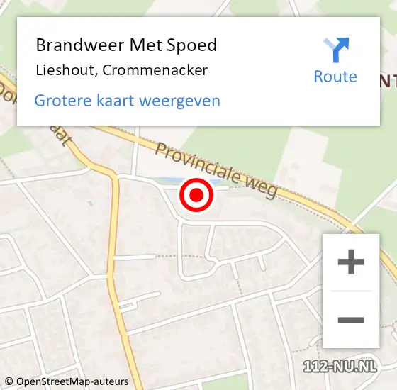 Locatie op kaart van de 112 melding: Brandweer Met Spoed Naar Lieshout, Crommenacker op 2 juni 2021 20:29