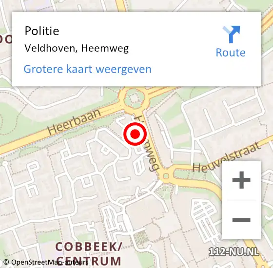 Locatie op kaart van de 112 melding: Politie Veldhoven, Heemweg op 2 juni 2021 20:31