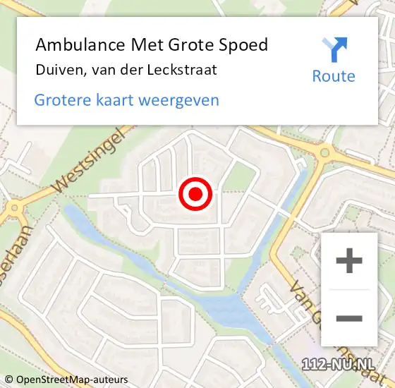 Locatie op kaart van de 112 melding: Ambulance Met Grote Spoed Naar Duiven, van der Leckstraat op 2 juni 2021 21:10