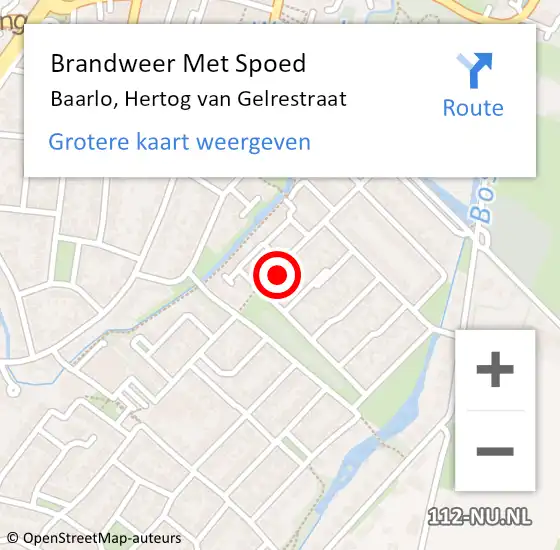 Locatie op kaart van de 112 melding: Brandweer Met Spoed Naar Baarlo, Hertog van Gelrestraat op 2 juni 2021 21:17