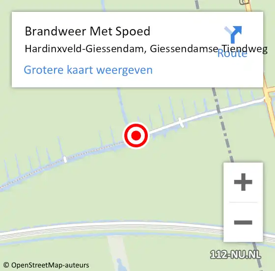 Locatie op kaart van de 112 melding: Brandweer Met Spoed Naar Hardinxveld-Giessendam, Giessendamse Tiendweg op 2 juni 2021 21:17