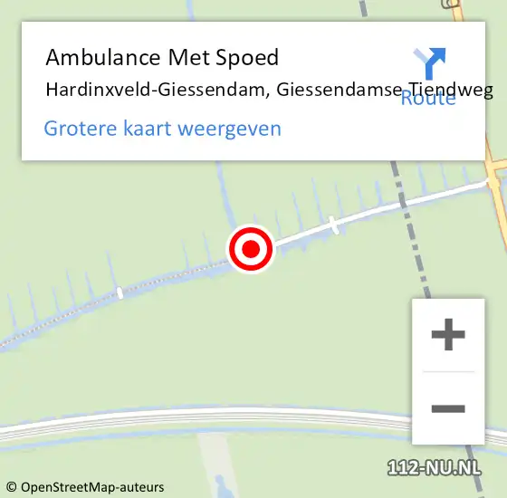 Locatie op kaart van de 112 melding: Ambulance Met Spoed Naar Hardinxveld-Giessendam, Giessendamse Tiendweg op 2 juni 2021 21:39