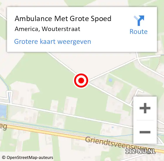 Locatie op kaart van de 112 melding: Ambulance Met Grote Spoed Naar America, Wouterstraat op 2 juni 2021 21:48