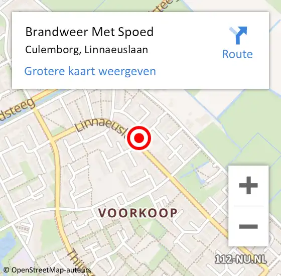 Locatie op kaart van de 112 melding: Brandweer Met Spoed Naar Culemborg, Linnaeuslaan op 2 juni 2021 22:36