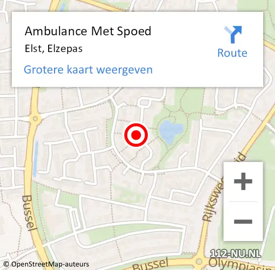 Locatie op kaart van de 112 melding: Ambulance Met Spoed Naar Elst, Elzepas op 3 juni 2021 00:20