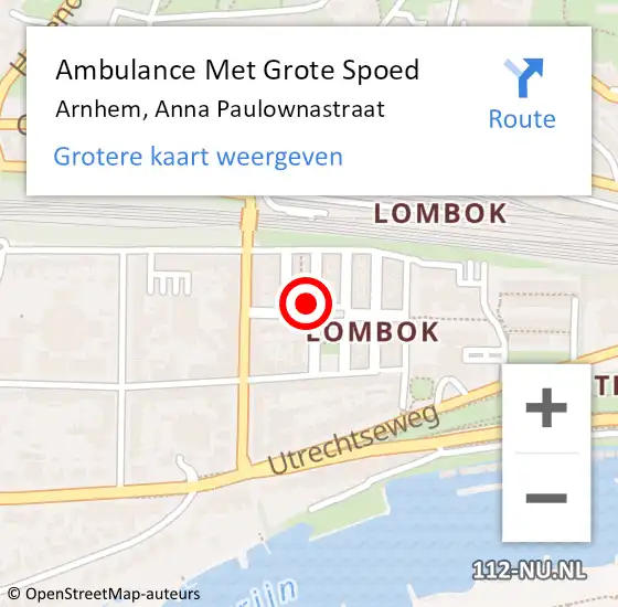 Locatie op kaart van de 112 melding: Ambulance Met Grote Spoed Naar Arnhem, Anna Paulownastraat op 3 juni 2021 00:27
