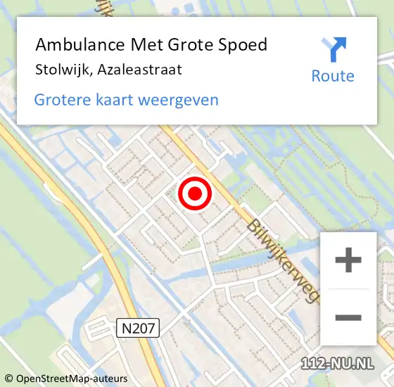 Locatie op kaart van de 112 melding: Ambulance Met Grote Spoed Naar Stolwijk, Azaleastraat op 3 juni 2021 02:06