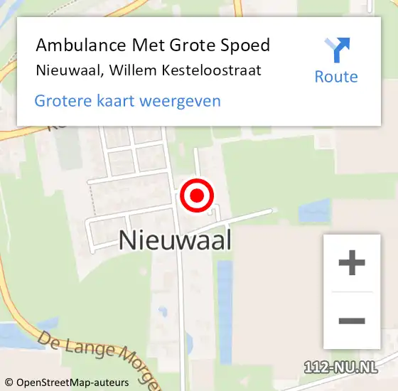 Locatie op kaart van de 112 melding: Ambulance Met Grote Spoed Naar Nieuwaal, Willem Kesteloostraat op 3 juni 2021 05:34