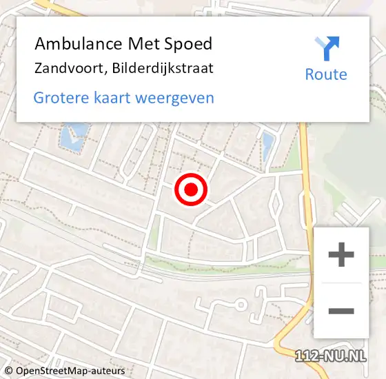 Locatie op kaart van de 112 melding: Ambulance Met Spoed Naar Zandvoort, Bilderdijkstraat op 3 juni 2021 05:47