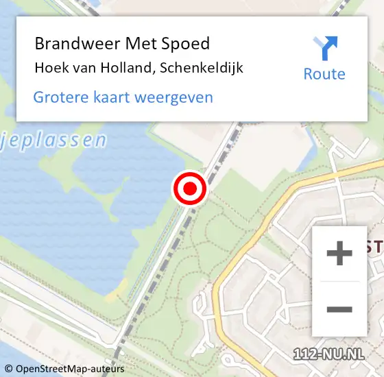 Locatie op kaart van de 112 melding: Brandweer Met Spoed Naar Hoek van Holland, Schenkeldijk op 3 juni 2021 06:23