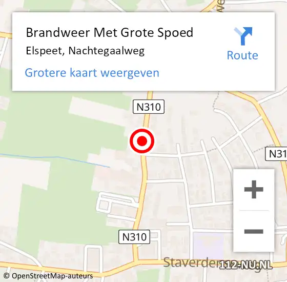 Locatie op kaart van de 112 melding: Brandweer Met Grote Spoed Naar Elspeet, Nachtegaalweg op 3 juni 2021 07:11