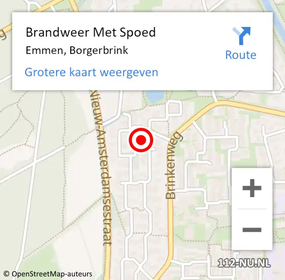 Locatie op kaart van de 112 melding: Brandweer Met Spoed Naar Emmen, Borgerbrink op 3 juni 2021 07:20