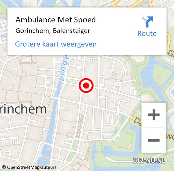 Locatie op kaart van de 112 melding: Ambulance Met Spoed Naar Gorinchem, Balensteiger op 3 juni 2021 08:10