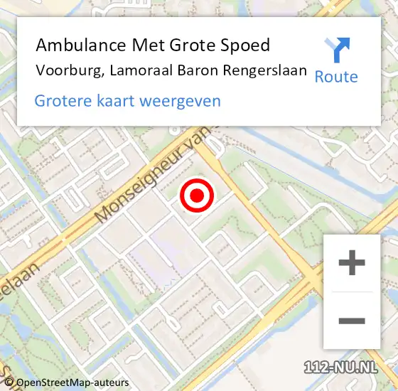 Locatie op kaart van de 112 melding: Ambulance Met Grote Spoed Naar Voorburg, Lamoraal Baron Rengerslaan op 3 juni 2021 08:38