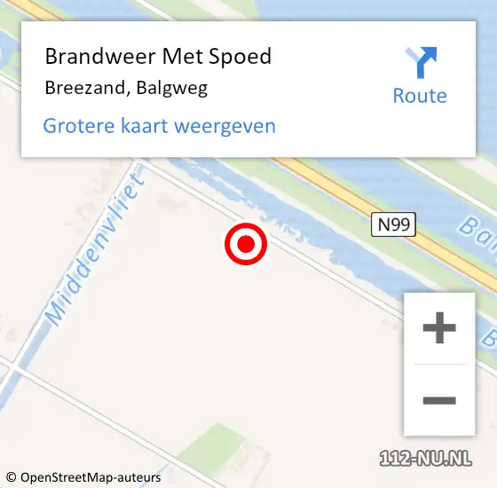 Locatie op kaart van de 112 melding: Brandweer Met Spoed Naar Breezand, Balgweg op 3 juni 2021 08:50