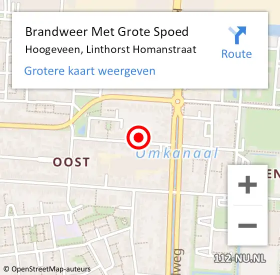 Locatie op kaart van de 112 melding: Brandweer Met Grote Spoed Naar Hoogeveen, Linthorst Homanstraat op 3 juni 2021 09:14