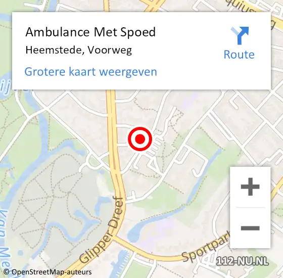 Locatie op kaart van de 112 melding: Ambulance Met Spoed Naar Heemstede, Voorweg op 3 juni 2021 09:49