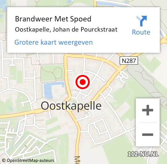 Locatie op kaart van de 112 melding: Brandweer Met Spoed Naar Oostkapelle, Johan de Pourckstraat op 3 juni 2021 09:55