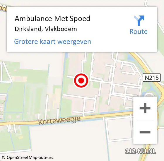 Locatie op kaart van de 112 melding: Ambulance Met Spoed Naar Dirksland, Vlakbodem op 3 juni 2021 10:10