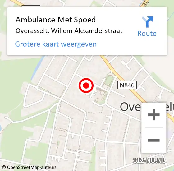 Locatie op kaart van de 112 melding: Ambulance Met Spoed Naar Overasselt, Willem Alexanderstraat op 3 juni 2021 11:03