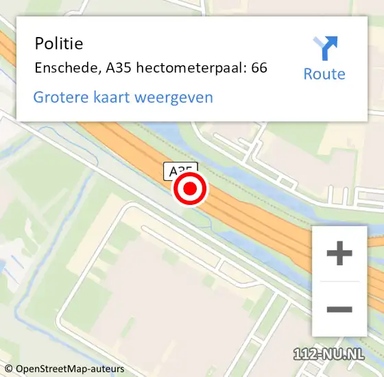 Locatie op kaart van de 112 melding: Politie Enschede, A35 hectometerpaal: 66 op 3 juni 2021 11:05