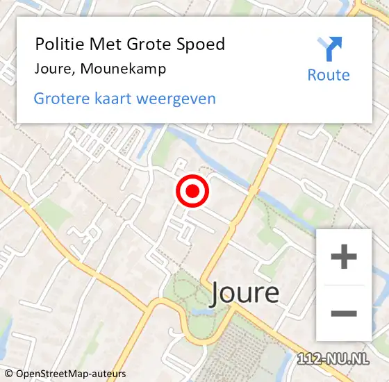 Locatie op kaart van de 112 melding: Politie Met Grote Spoed Naar Joure, Mounekamp op 3 juni 2021 11:24