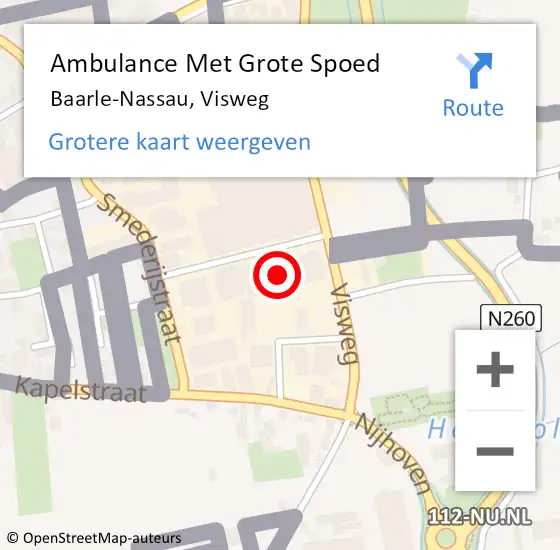 Locatie op kaart van de 112 melding: Ambulance Met Grote Spoed Naar Baarle-Nassau, Visweg op 3 juni 2021 11:42