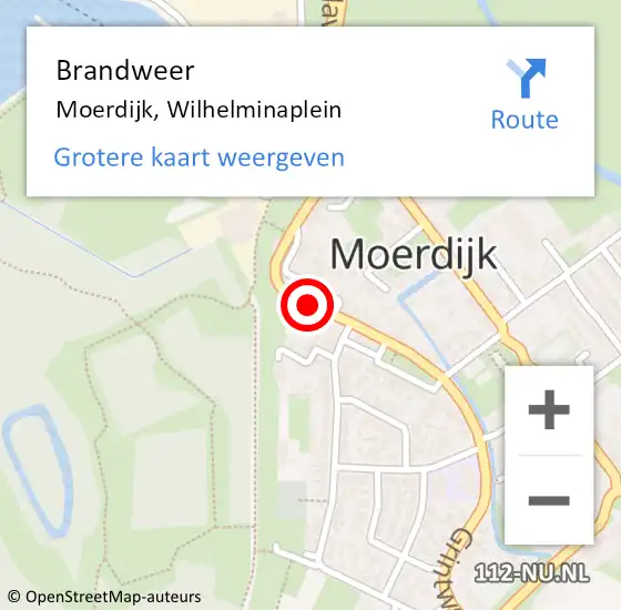 Locatie op kaart van de 112 melding: Brandweer Moerdijk, Wilhelminaplein op 3 juni 2021 12:09