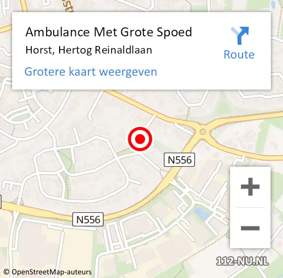 Locatie op kaart van de 112 melding: Ambulance Met Grote Spoed Naar Horst, Hertog Reinaldlaan op 3 juni 2021 12:13