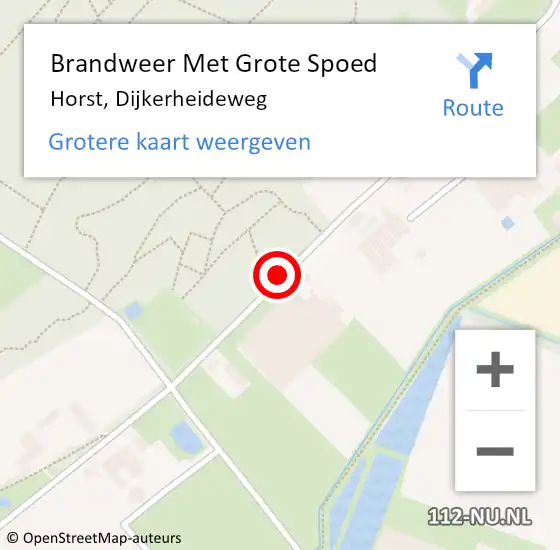 Locatie op kaart van de 112 melding: Brandweer Met Grote Spoed Naar Horst, Dijkerheideweg op 3 juni 2021 12:17