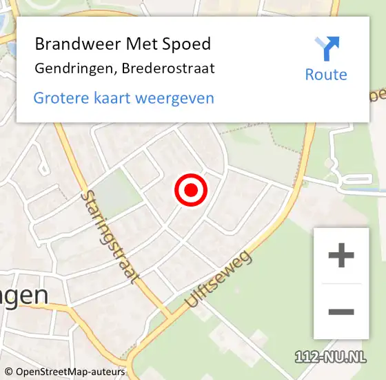 Locatie op kaart van de 112 melding: Brandweer Met Spoed Naar Gendringen, Brederostraat op 3 juni 2021 12:41