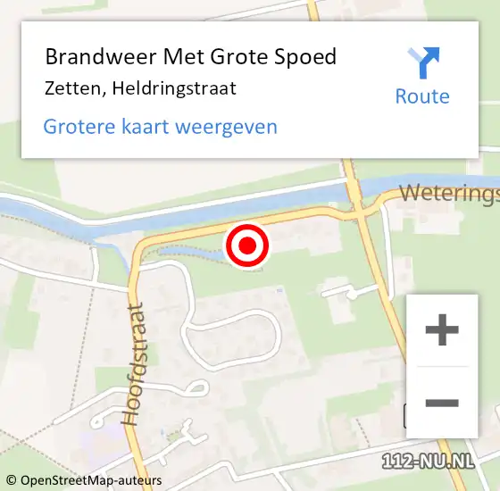Locatie op kaart van de 112 melding: Brandweer Met Grote Spoed Naar Zetten, Heldringstraat op 3 juni 2021 13:05